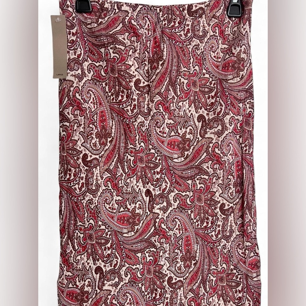 Y2K Vintage Women's Paisley Midi Skirt Size Large Brown/Red Boho Cottage Fairy